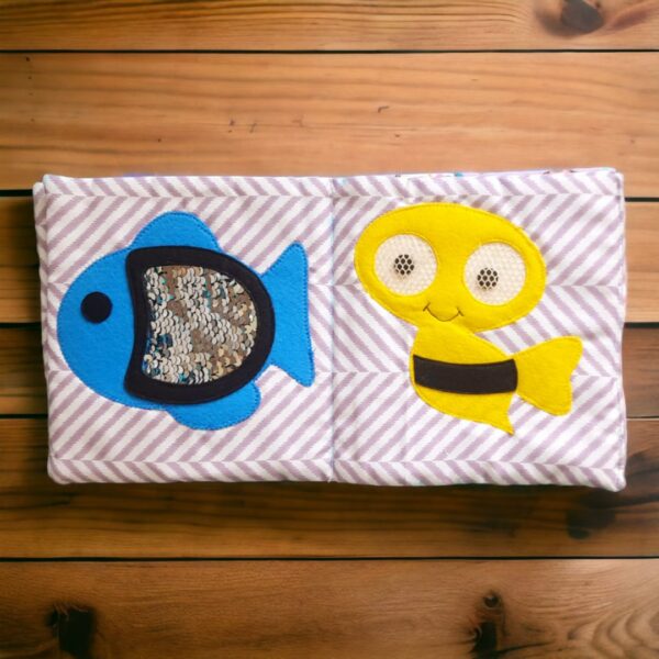 Engaging sensory baby book for early learning. Interactive book for exploration. Stimulating touch and feel cloth book.Multi-textured for tactile play