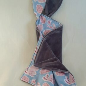 Bunny ears baby security blanket with soft velvet backing