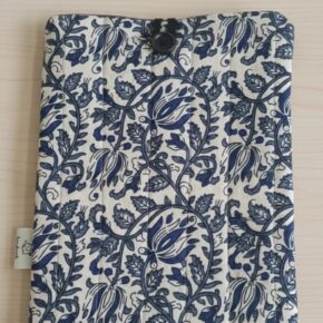 Handmade quilted fabric iPad and tablet sleeve with button closure